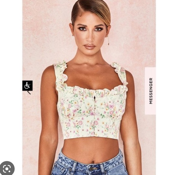 **SOLD** House of CB Remy Lemon Floral Corseted Crop Top - Picture 1 of 4